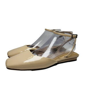 Franco Sarto Jolee Ballet Flats Shoes Sz 9.5 M Faux Patent Leather Ankle Strap